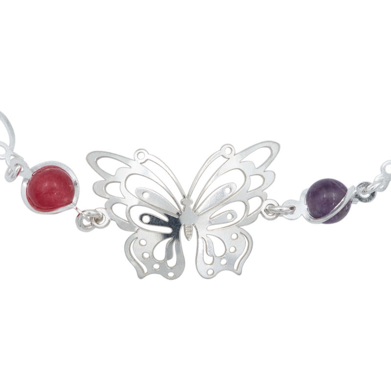 Pulsera Mariposa Primavera Piedra Natural Mujer Plata 925