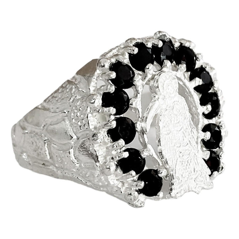 Anillo Santa Muerte Herradura Zirconias Plata Ley 925