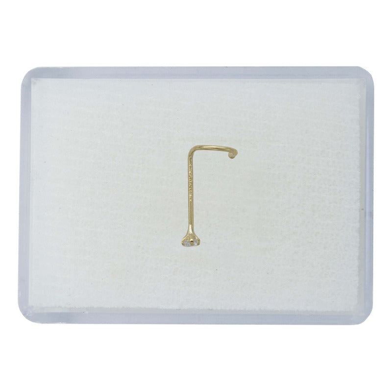 Piercing Nariz Zirconia Curvo Mini Perfo 100% Oro 10k 1.5 Mm Dorado