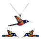 Collar Aretes Colibrí Artesanal Zirconias Plata Ley 925