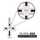 Dije Cruz Fina Rodizada De Plata Ley .925 Zirconias 2.2 Cm Marrón