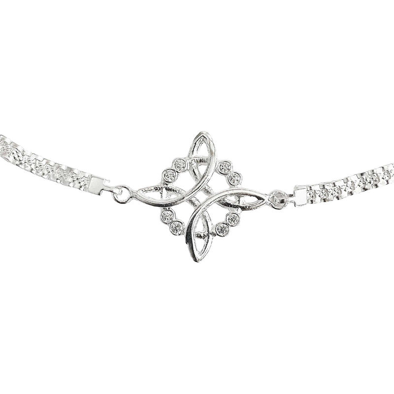 Pulsera Nudo De Bruja Diamantado 8 Zirconias Plata 925