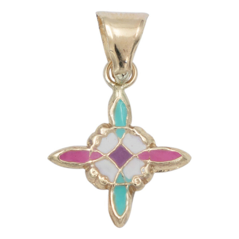 Dije Mini Nudo De Bruja Esmaltado Oro 10k + Cadena Plata 925 Pastel