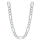 Cadena Figaro 3x1 Diamantada Unisex Plata 925 50 Cm X 5 Mm