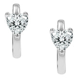 Aretes Huggies Con Corazón De Zirconia En Plata Ley .925