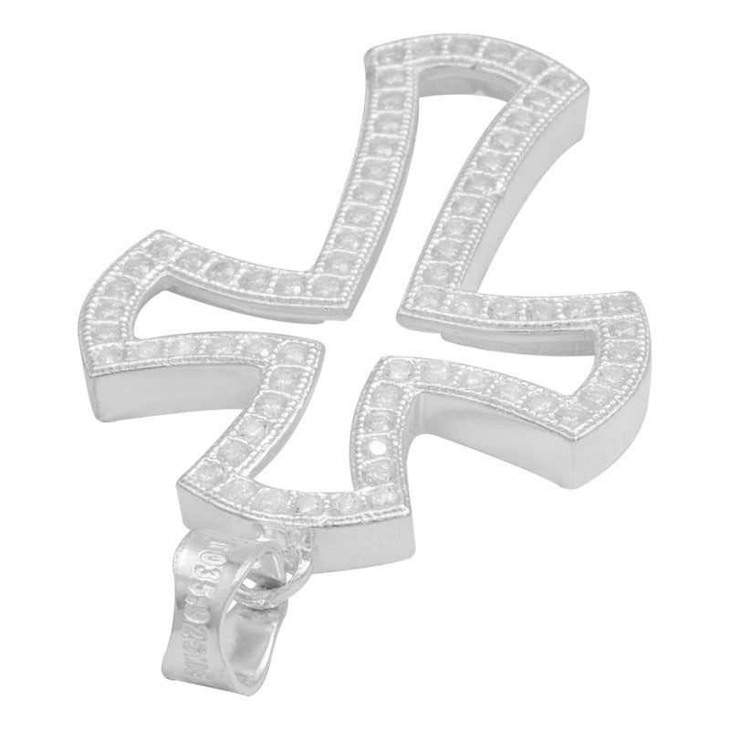 Dije Cruz Contorno Zirconias Hombre Mujer Regalo Plata 925