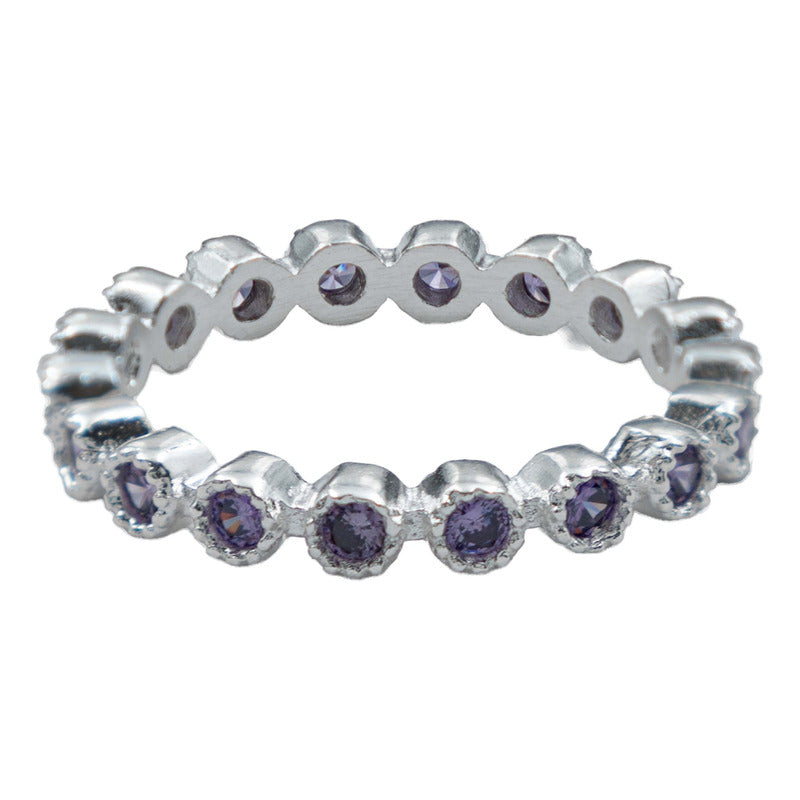 Anillo Churumbela Completa Zirconias De Plata Pura Ley .925