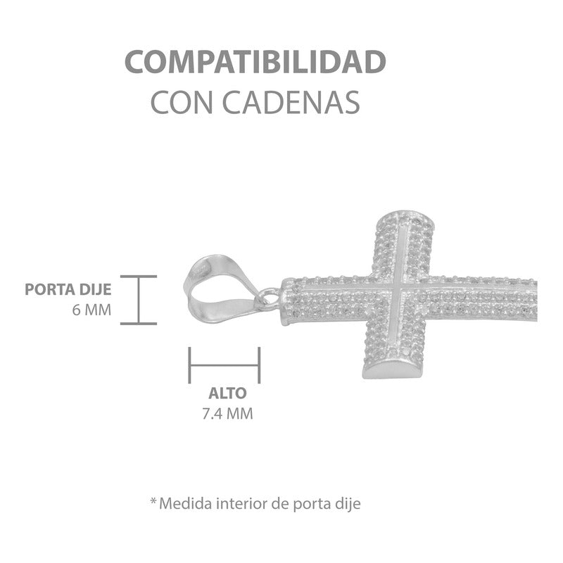 Dije Cruz Elevada Zirconias Hombre Regalo Plata 925 4.6 Cm Plateado
