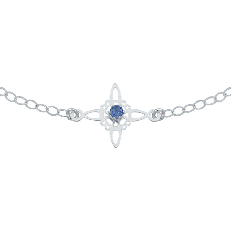 Pulsera Ajustable Nudo De Bruja Celta Zirconia Plata 925