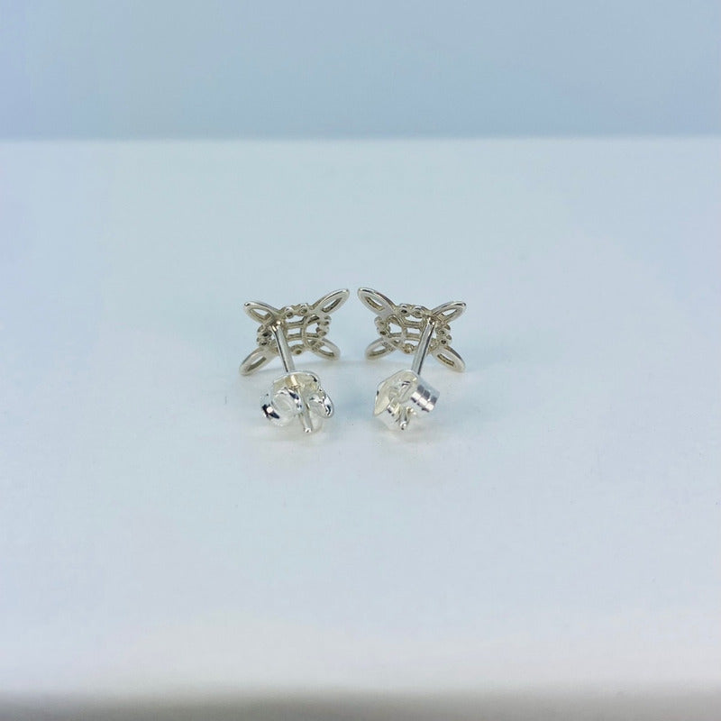 Juego Completo Nudo De Bruja Cadena+aretes+dije Plata 925