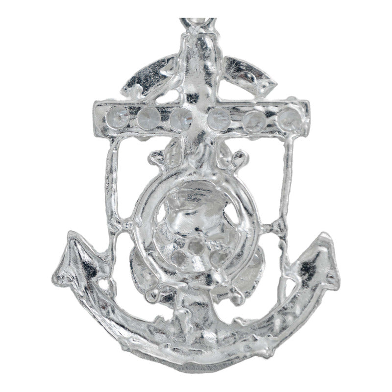 Dije Grande Jesús Malverde Ancla Zirconias Plata Solida 925