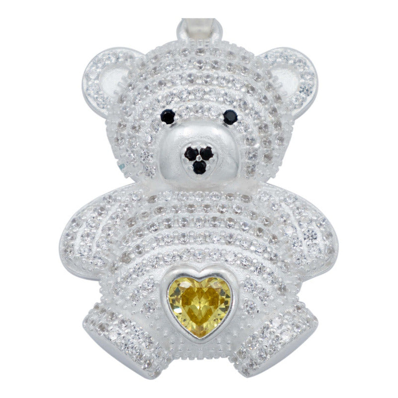 Dije Osito Corazón Zirconias Amor Regalo Plata 925