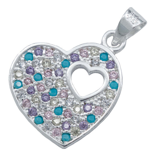 Dije Corazón Zirconias Interno Amor Regalo Mujer Plata 925
