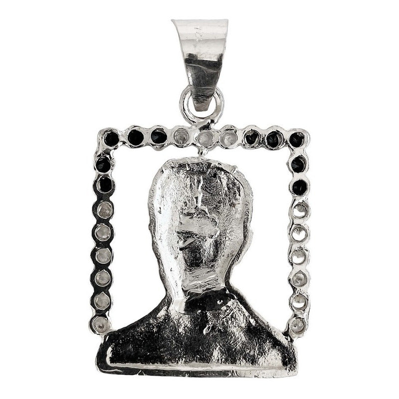 Dije Grande Jesús Malverde Con Zirconias Plata Solida 925