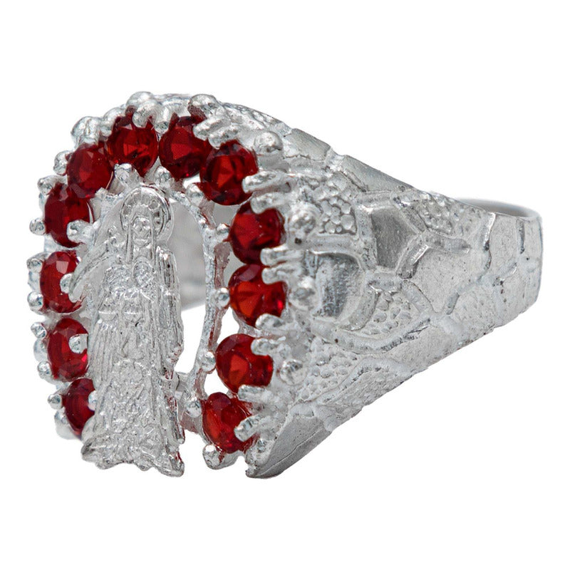 Anillo Santa Muerte Herradura Zirconias Plata Ley 925