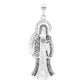 Dije Medalla Grande Santa Muerte Zirconias Plata 925 7.7 Cm - Negro