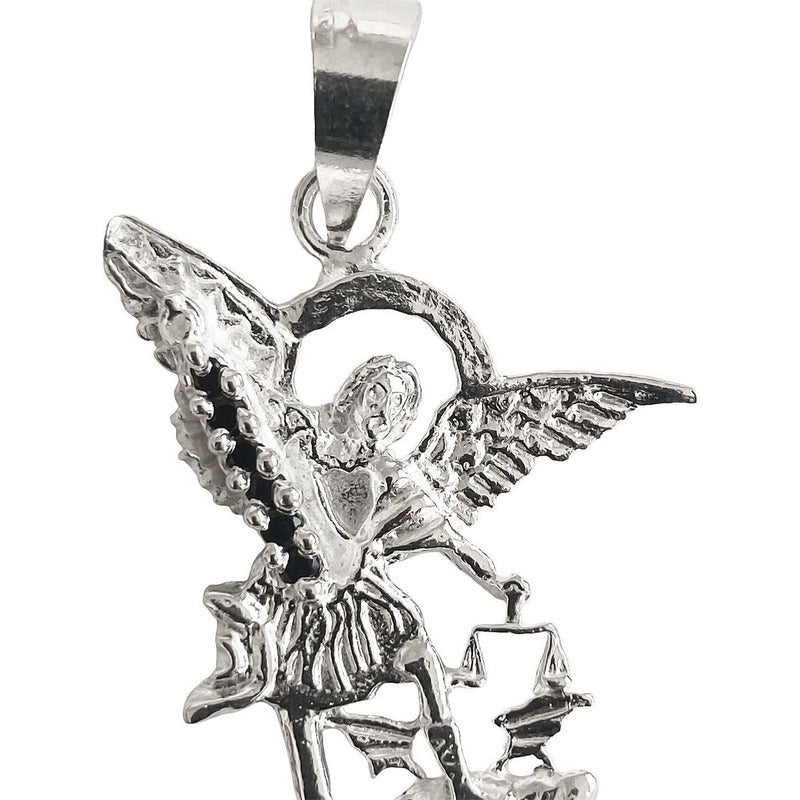 Dijes San Miguel Arcangel Con Zirconias Plata Solida 925