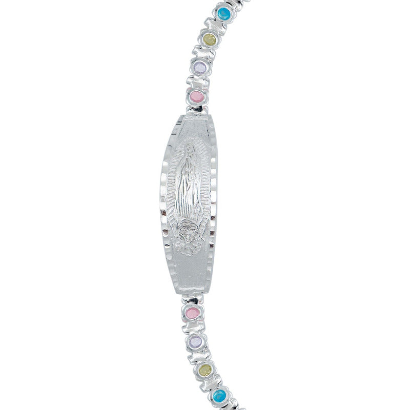 Esclava Ajustable Virgencita Guadalupe Zirconias Plata 925