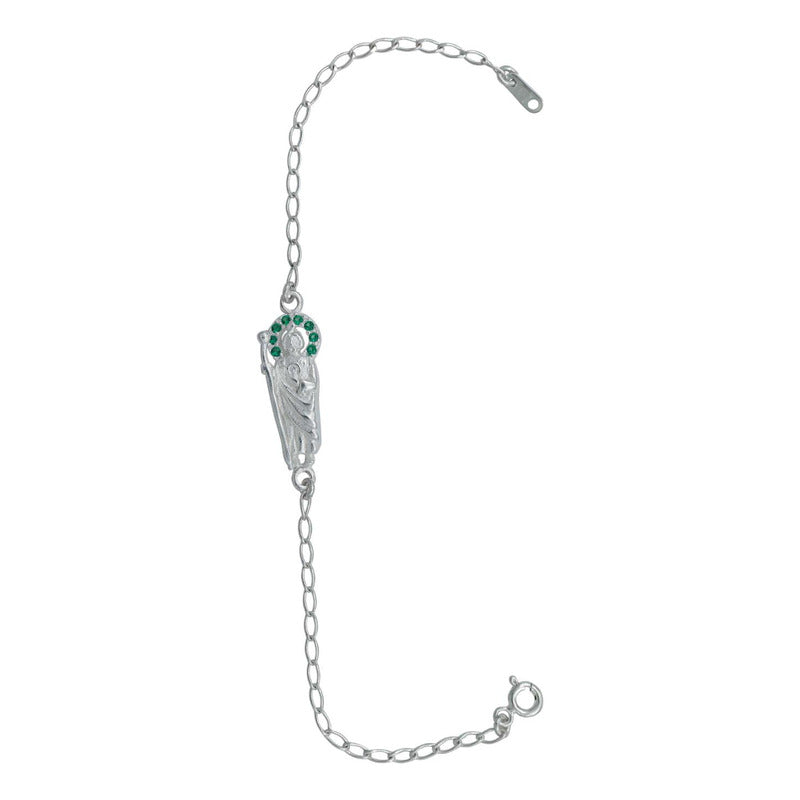 Pulsera Chica San Judas Tadeo Zirconias Plata Ley 925