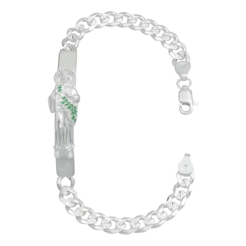 Esclava Cubana Gruesa Diamantada Hombre San Judas Plata 925