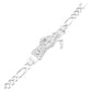 Pulsera Santa Muerte Zirconias Figaro 3x1 Plata 925 6 Mm Blanco 6 Cm 22 Cm