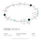 Pulsera Nudo De Bruja Laser Cristales Regalo Mujer Plata 925 Celeste Azul Marino 19 Cm