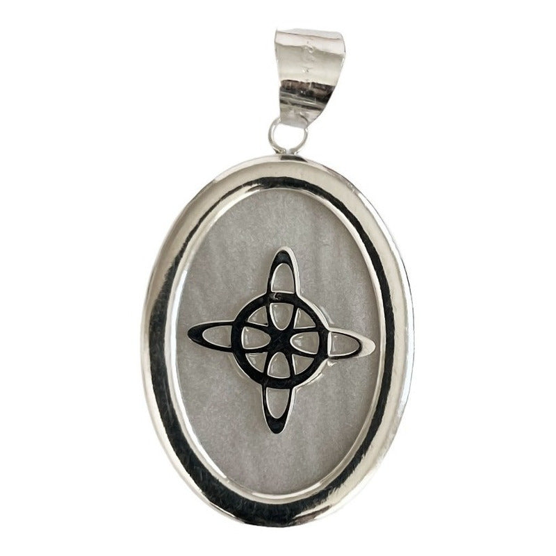 Collar Ajustable Caucho Nudo De Bruja Encapsulada Plata 925