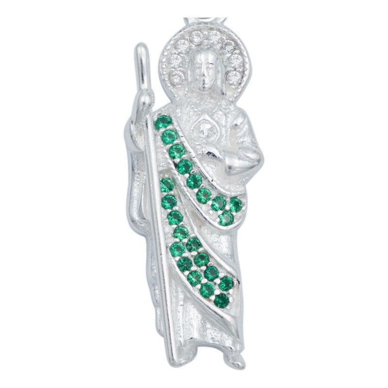 Dije San Judas Tadeo Chico Premium Zirconias Plata 925