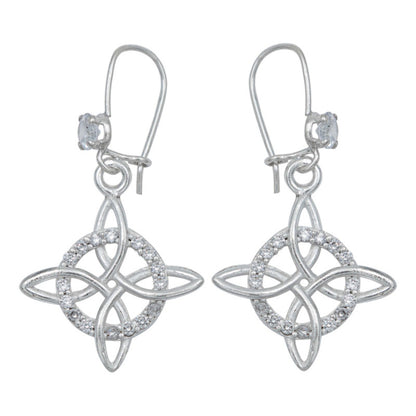 Aretes De Gancho Zirconia Nudo Bruja Celta Plata 925