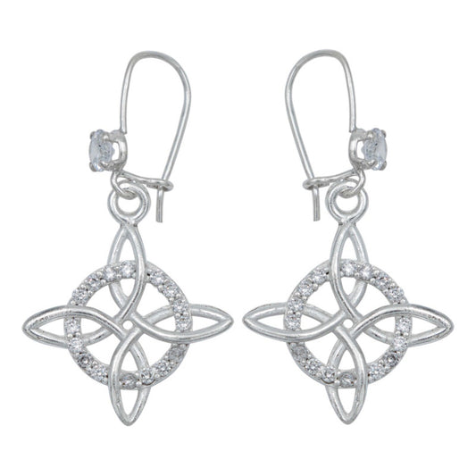 Aretes De Gancho Zirconia Nudo Bruja Celta Plata 925