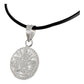 Collar Caucho Dije Medalla Tetragramaton Diamantado Plata925 Blanco