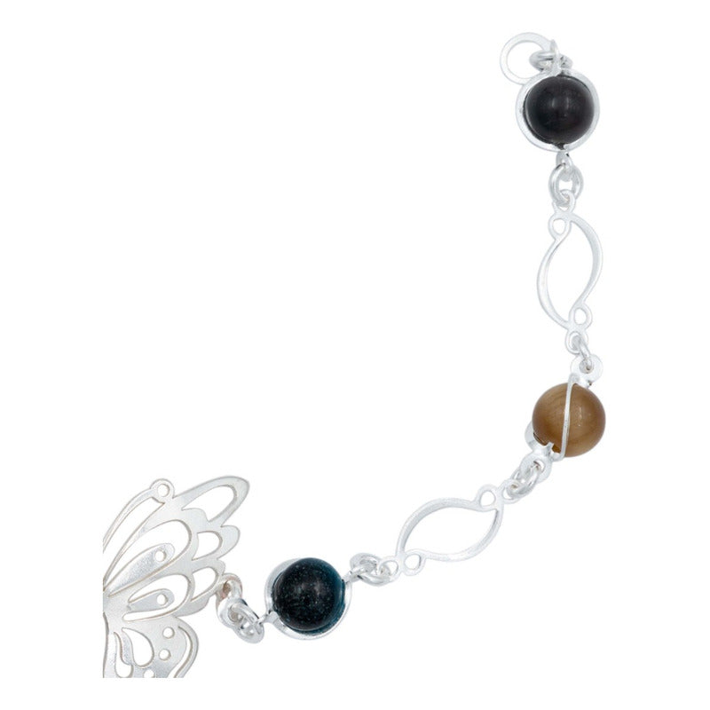 Pulsera Mariposa Primavera Piedra Natural Mujer Plata 925