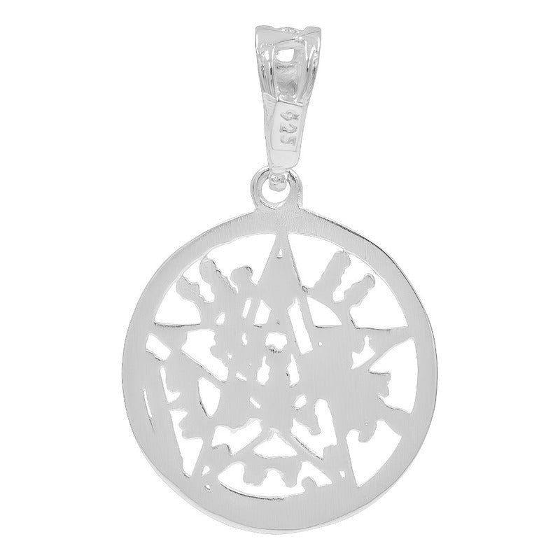 Dije Tetragrammatón Plata 925 Borde Diaman Zirconias 3.4 Cm Plateado