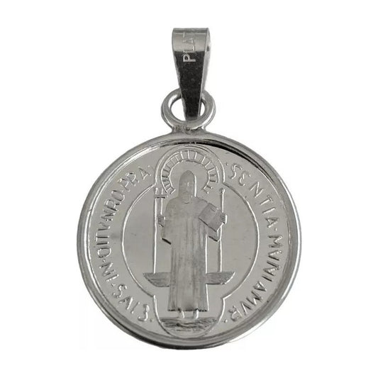Dije Medalla San Benito Grande Plata Pura Ley .999 Plateado