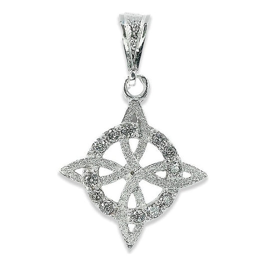 Dije Nudo De Bruja Con Zirconias Grande En Plata Solida 925