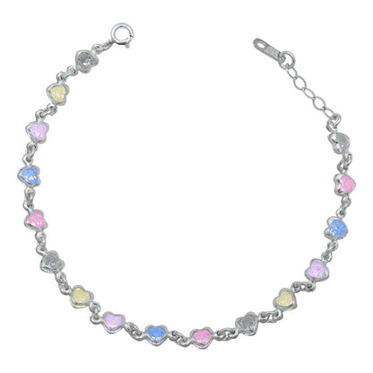Pulsera Corazones Zirconias Amor Mujer Regalo Plata 925