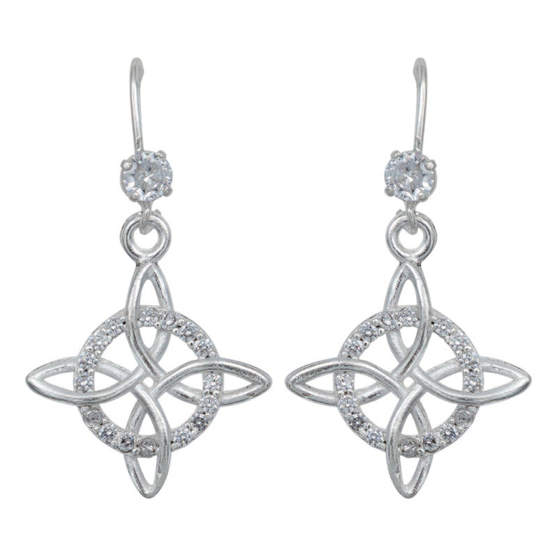Aretes De Gancho Zirconia Nudo Bruja Celta Plata 925