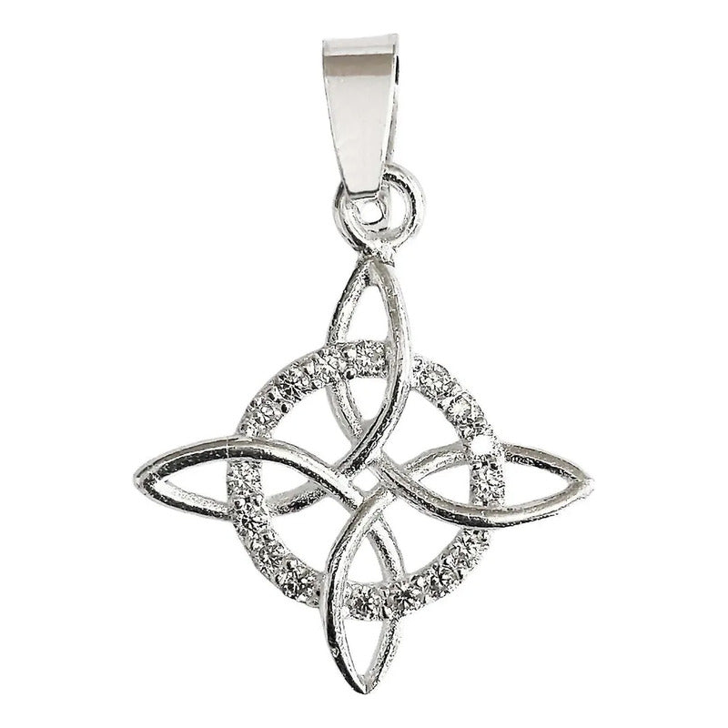 Pack 3 Nudo De Bruja Celta Con Zirconias Plata Ley S .925 - Blanco - 3.3 X 2.3 Cm