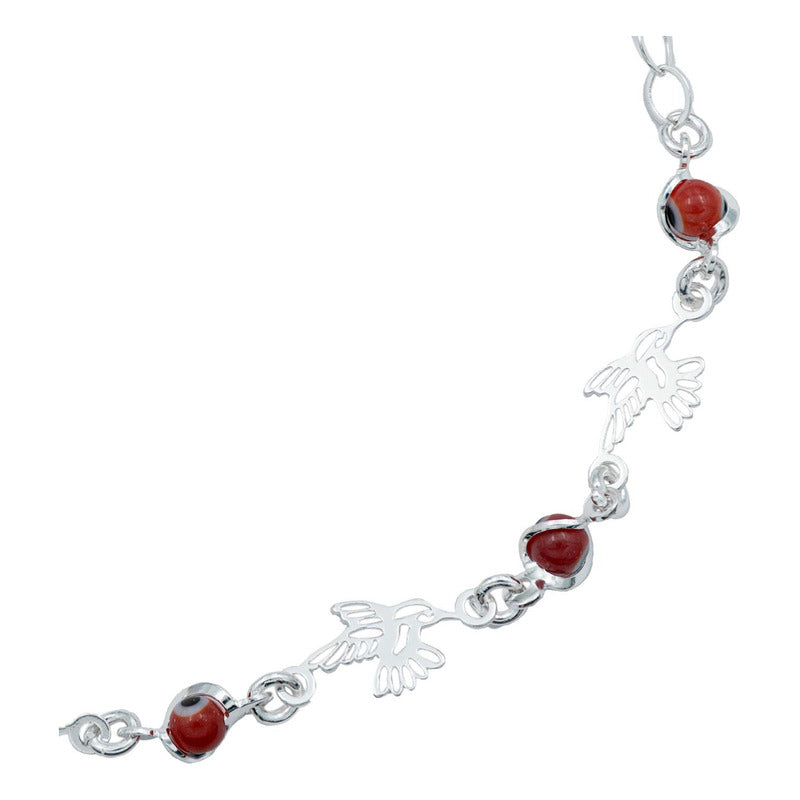 Pulsera Ajustable Colibri Ojo Turco Mujer Regalo Plata 925