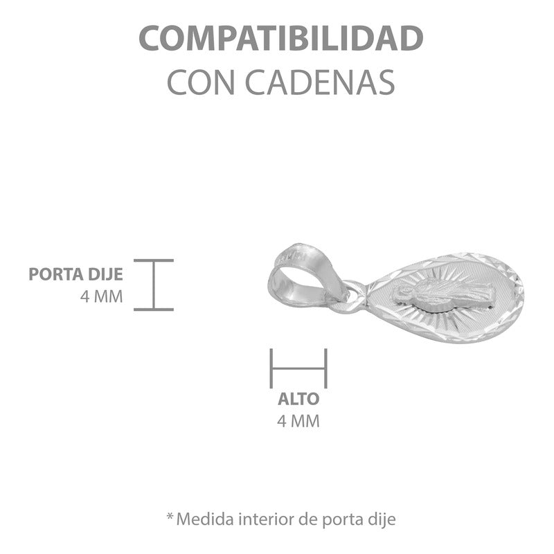 Dije Medalla Gota Bautizo Diamantado San Judas Plata 925 1cm