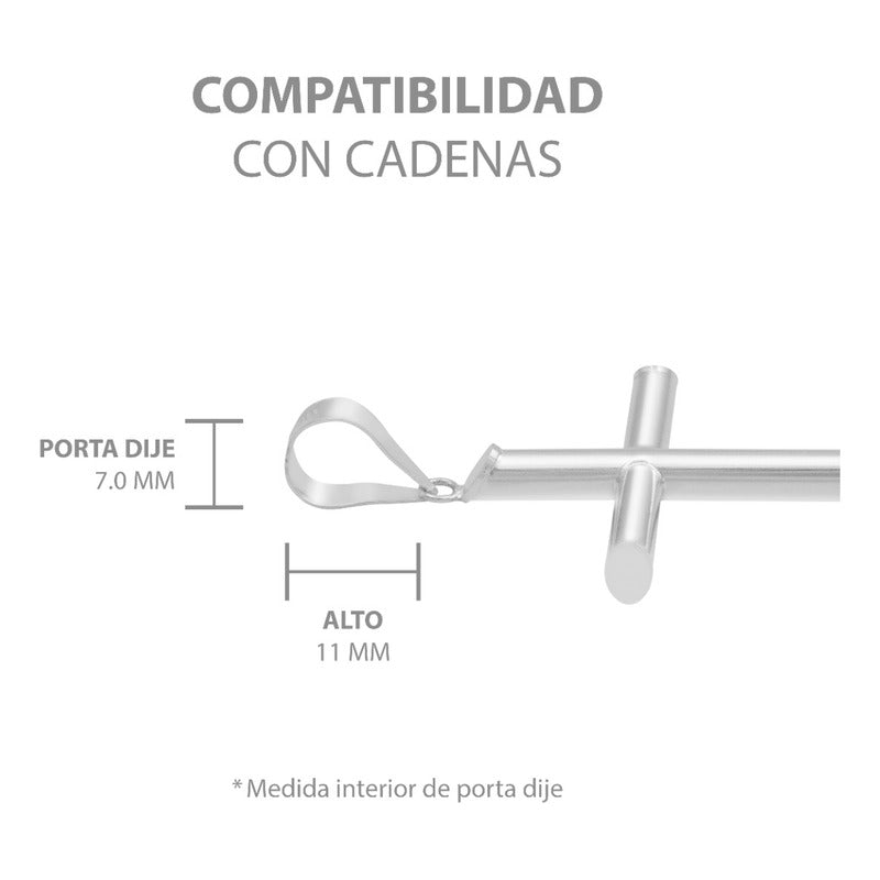 Dije Cruz Tubo Tubular Lisa Sencillo Hombre Plata 925 6 Cm Plateado