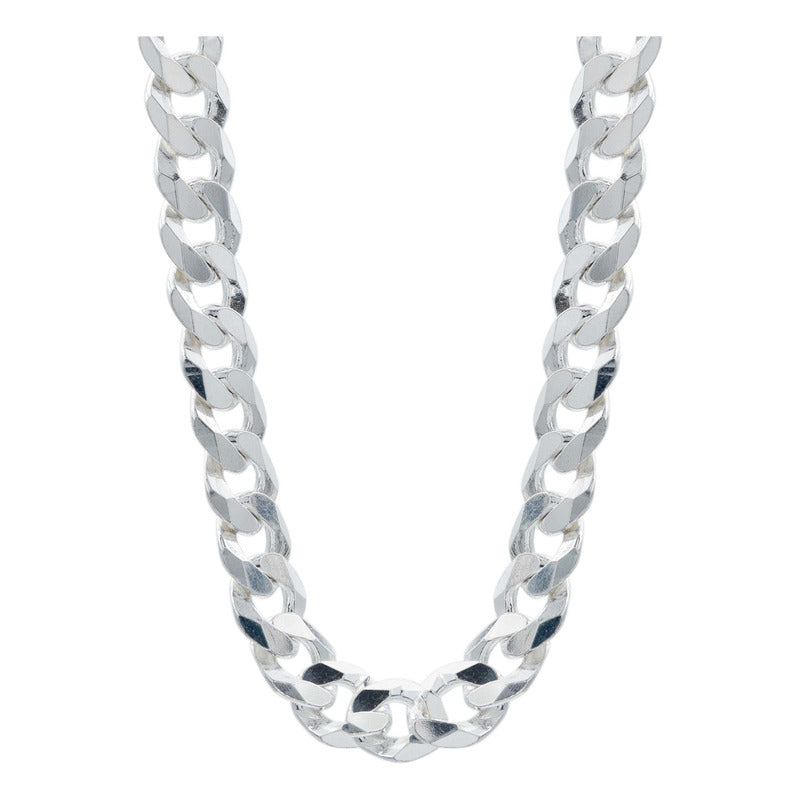 Cadena Cubana Gruesa Cerrada Hombre Plata 925 70 Cm X 7 Mm