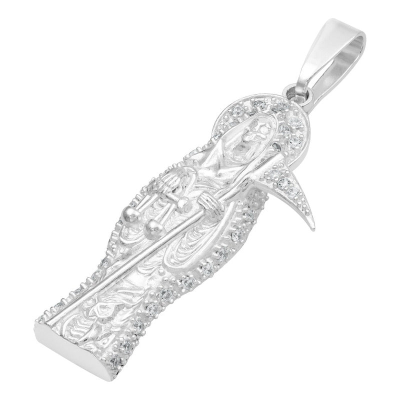 Joyaris Dije Santa Muerte Plata 925 Unisex Zirconias 45mm Plateado