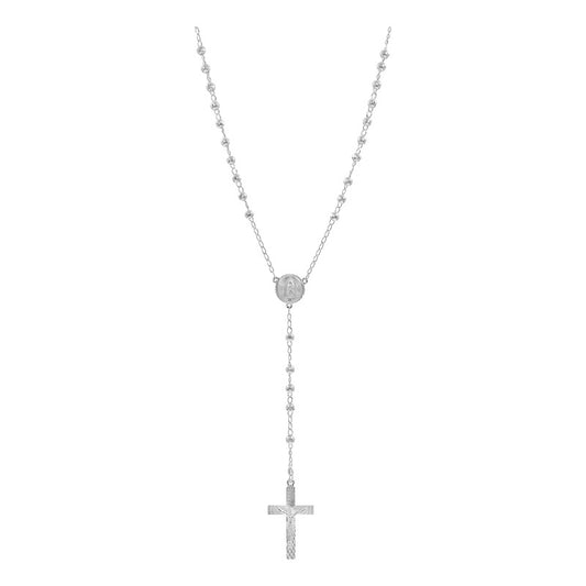 Rosario Virgen Plata 925 Facetado Bola 5mm Diamantada 70 Cm
