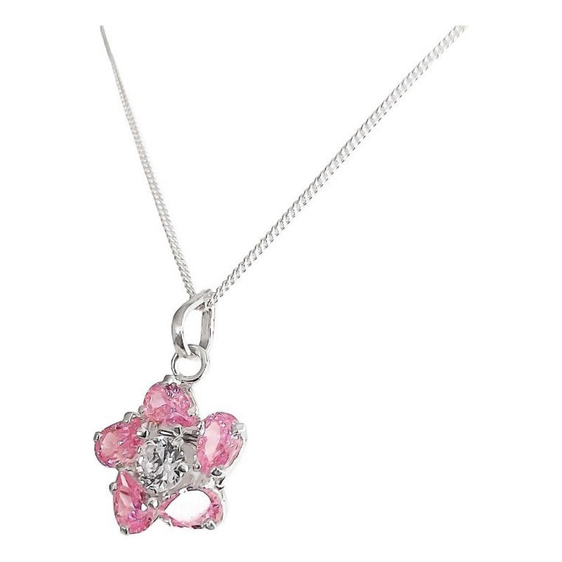 Collar Dije Flor Promesa Regalo Amor Mujer Plata Ley 925