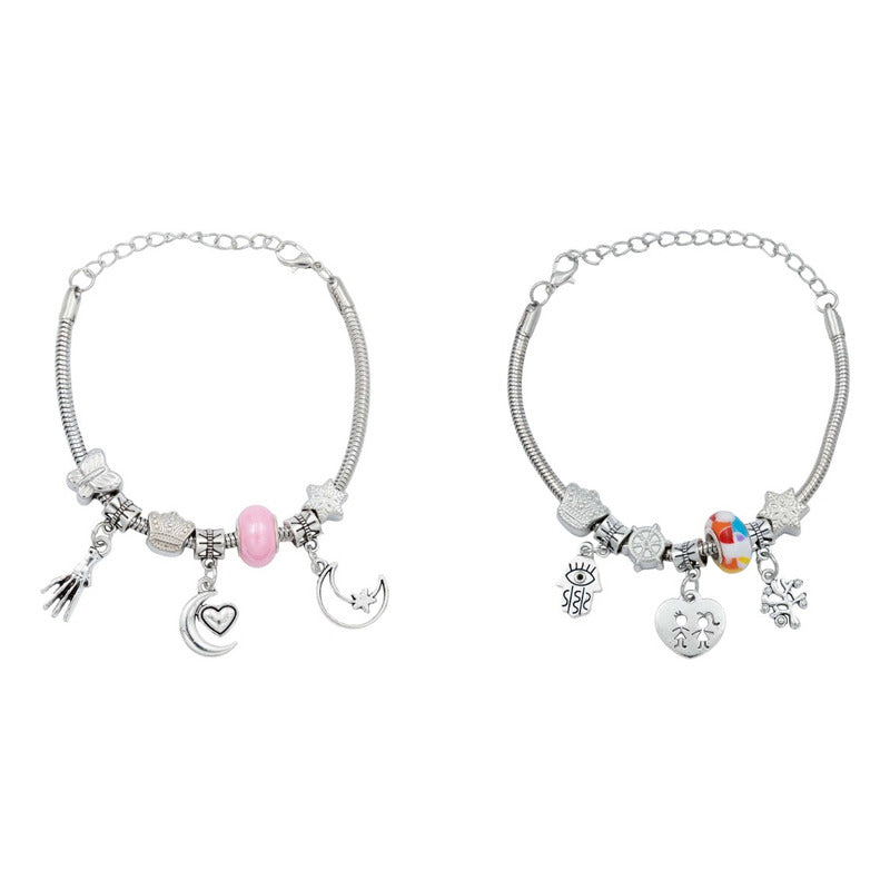 Pack 2 Pulseras Ajustable Charms Cadena Serpiente Mujer