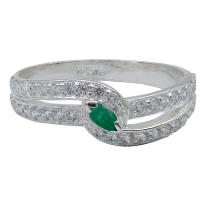 Anillo Mujer Promesa Amor Plata Esmeralda Certificado 0.15ct