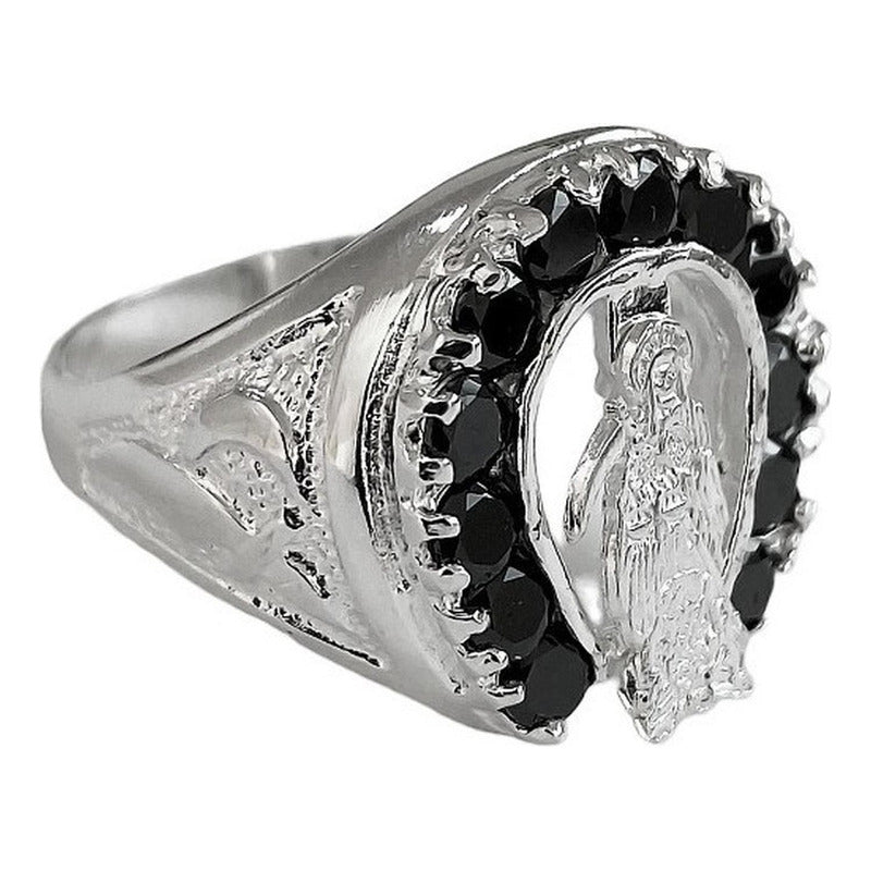 Anillo Mediano Santa Muerte Zirconias En Plata Solida 925