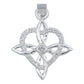 Dije Nudo De Bruja Corazón Zirconias Con Cadena Plata 925 Blanco