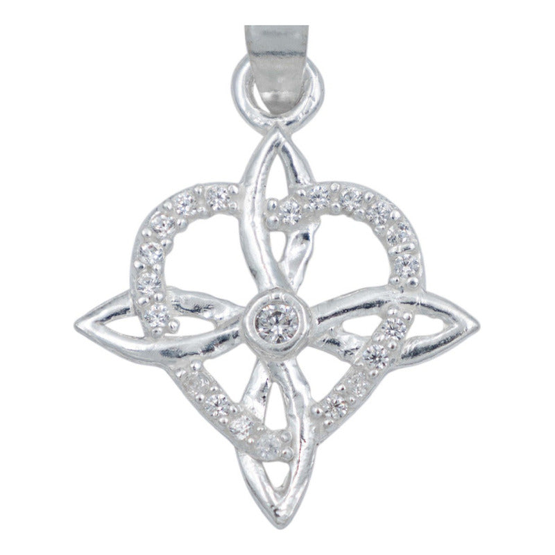 Dije Nudo De Bruja Corazón Zirconias Con Cadena Plata 925